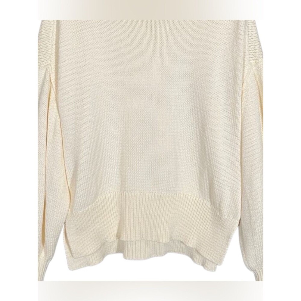 Theory Oversize Chunky Ecru Sweater Pullover with Slits Ivory cotton size small - Picture 8 of 13